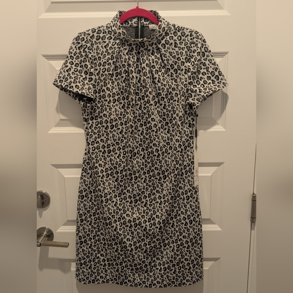 Calvin Klein Black and White Animal Print Midi Dress